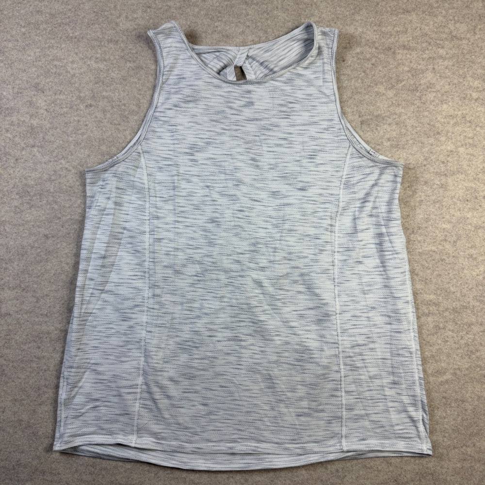 Lululemon High Neck Open Draped Back Tank Top Grey Space Dye Heathered Size 8
